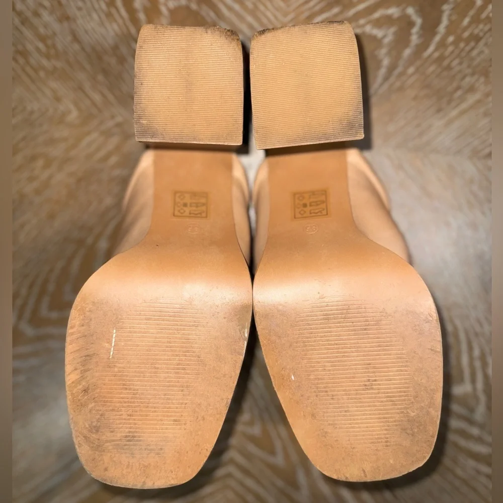 Beast Fashion Francesca Block Heel Mules Square-Toe Design Taupe Tan Size 8.5 - Picture 10 of 10